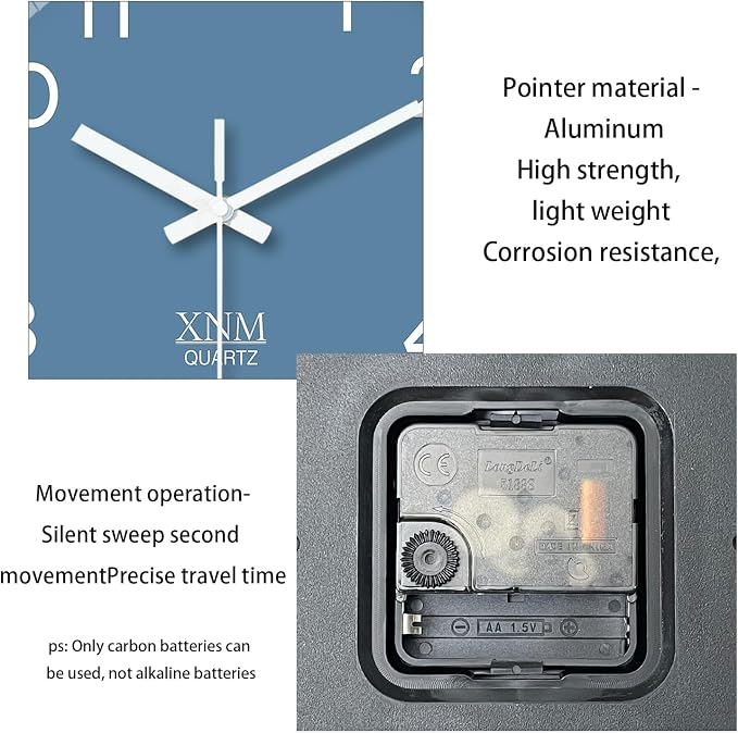 XNM Blue Minimalist Wall Clocks Battery Operated 8 Inch Classic Analog Clock for Living Room Office Bedroom Decor Modern Small Wall Clock Silent Non Ticking