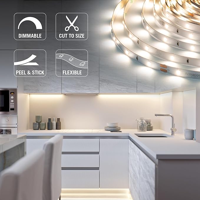 Armacost Lighting RibbonFlex Pro 24V White LED Strip Lights 30 LED/m, 4000K, 32.8 ft 154250