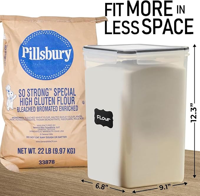 WHITE FEATHER SUPPLIES 8.5L/287Oz Extra Large Airtight Food Storage Containers (2 PC) with Lids, Kitchen and Pantry Organization Containers for Baking Supplies, Cereal, Flour, Sugar, Rice (BPA Free)