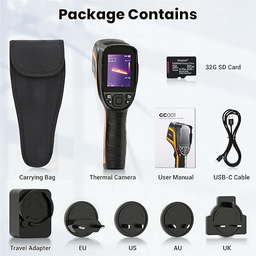 GODIAG Handheld Thermal Imaging Camera - 320x240 TISR & 256x192 IR Resolution, with PC Analysis, Video Recording, 12h Battery Life Thermal Imager with 32GB SD Card
