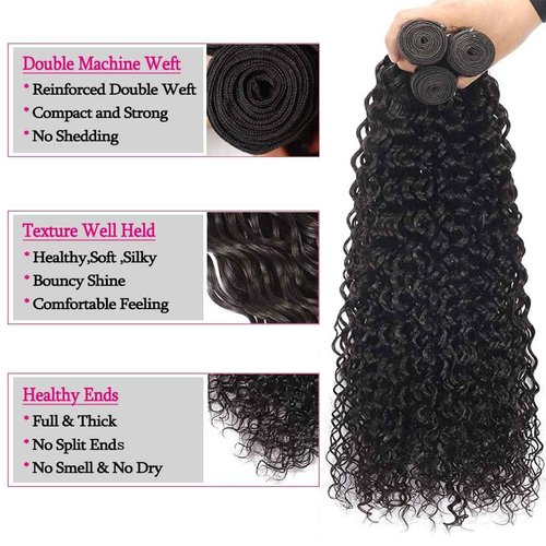 Giginger Bundles Human Hair 24 26 28 Inch Water Wave Brazilian Virgin Curly Human Hair Bundles Unprocessed Quick Weave Soft Sewn In Hair Extensions for Black Women
