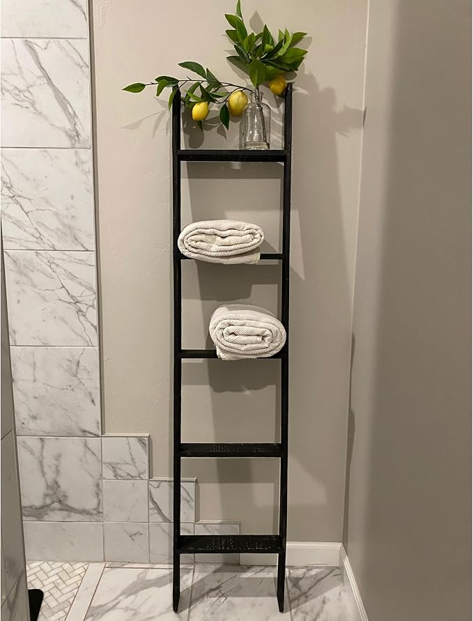 BarnwoodUSA Reclaimed Wood Bookcase Ladder (5 Foot, Black)