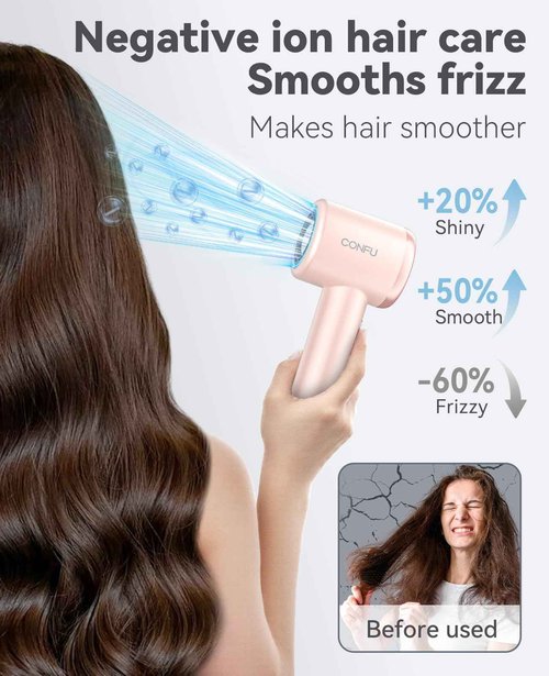 Hair Dryer with Diffuser, CONFU Hair Dryers for Women, Diffuser Hair Dryer High Speed Professional Ionic Blow Dryer for Fast Drying, Hair for Curly Hair for Home Travel
