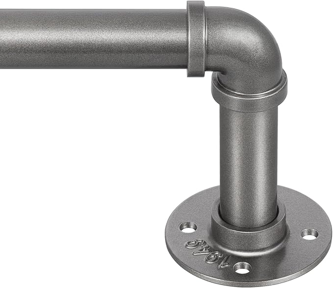 Zeerobee Curtain Rods for Windows 120 to 240, 1 Inch Industrial Wrap Around Grey Curtain Rod, Indoor/Outdoor Room Divider Adjustable Drapery Pole, 120"-240"