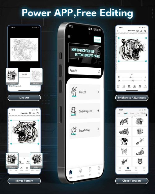 2025 New Wireless Tattoo Stencil Printer with 10 pcs of Transfer Paper,Tattoo Printer Machine for Tattoo Artists& Beginners,Compatible with Phone&PC