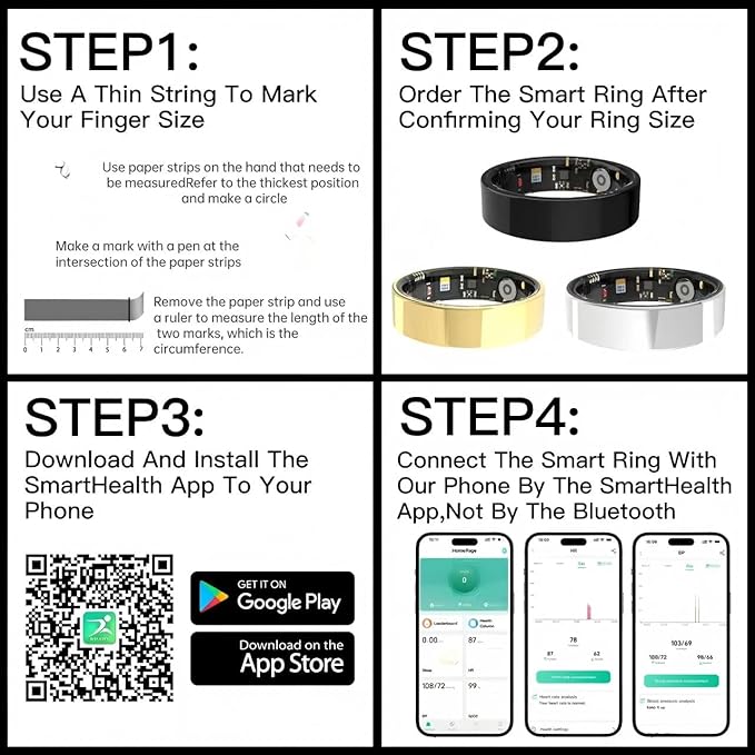 Smart Ring for Women Men,No Subscription Fee,Fitness Tracker Ring with Heart Rate, Sleep Monitoring, Blood Oxygen, Step Counting for iOS and Android, Waterproof(Rose Gold, 7)