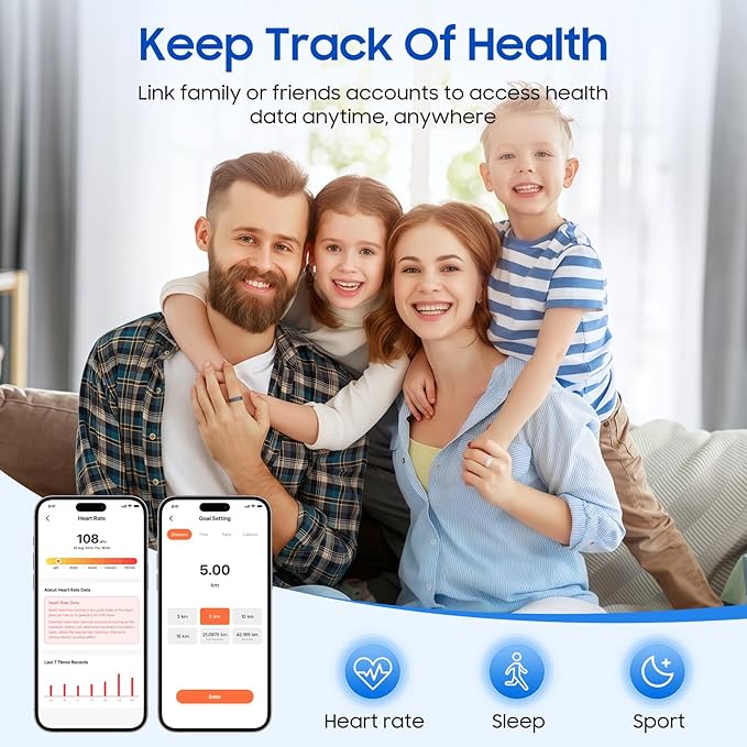 2026 Smart Ring Health Tracker for Men Women, Sleep Stress Exercise Health Monitoring, IP68 Waterproof, Long Battery Life, No Subscription, iOS Android Compatible (Rose Gold, 7)