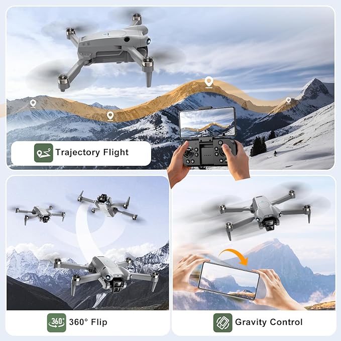 PRO Drone with Camera for Adults 4K,Brushless Motors Drone for Kids Beginners,40mins Flight Time with 2 Batteries,FPV Foldable RC Quadcopter,Toys Gifts for Teen Boys Girls, Beginner（Titanium gray）