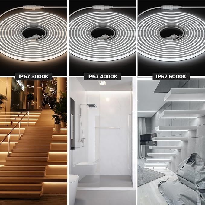 BTF-LIGHTING FCOB COB LED Strip IP67 Waterproof Flexible High Density Uniform Diffused Neon Light 16.4FT DC12V Warm White 3000K 480LED/m CRI 90+ for Indoor Decor(No Adapter or Controller)