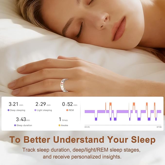 Enamel Craft Smart Ring for Women & Men, No Subscription Fitness Tracker with Heart Rate, Sleep Tracking, SpO2 – IP68 for Android & iOS (Enamel Color, 8)