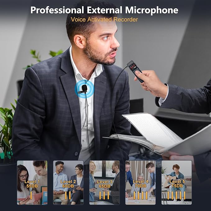 96GB Digital Voice Recorder with Playback, 1100mAh Mini Audio Recording Device for Lecture Interviews, 1536Kbps Voice Activated Recorder with Noise Reduction, Password, External Microphone