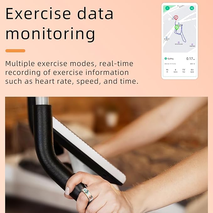 Yihou Smart Ring for Women Health Ring Fitness Ring with Enamel Fitness Tracker with Heart Rate Monitoring Sleep Monitor Distance Pedometer Calorie No Subscription Fee for Android iOS 6#