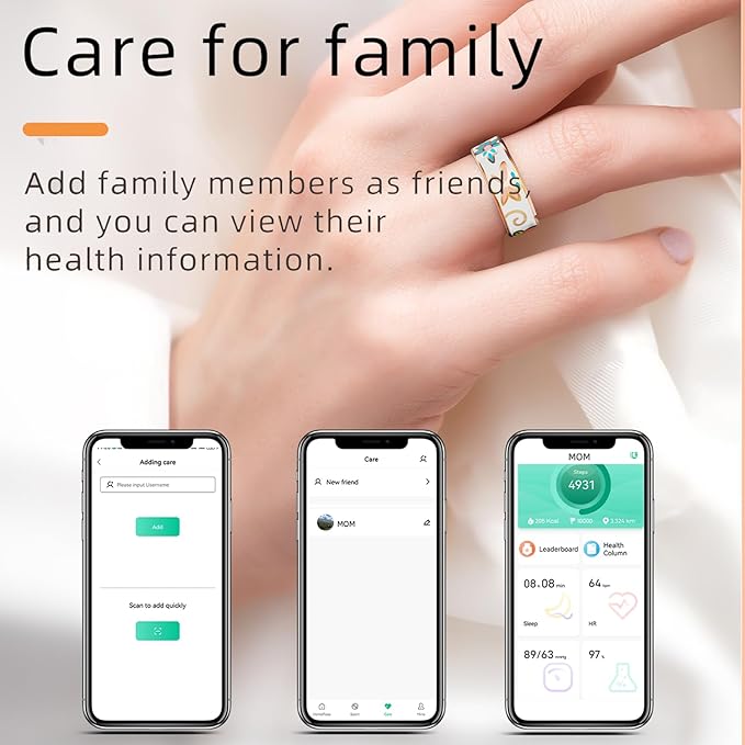 Yihou Smart Ring for Women Health Ring Fitness Ring with Enamel Fitness Tracker with Heart Rate Monitoring Sleep Monitor Distance Pedometer Calorie No Subscription Fee for Android iOS 7#
