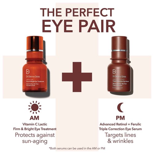 Dr. Dennis Gross Advanced Retinol + Ferulic Eye Serum – Target Dark Circles, Puffiness, Fine Lines & Wrinkles for Smooth, Youthful-Looking Eyes, 0.5 oz