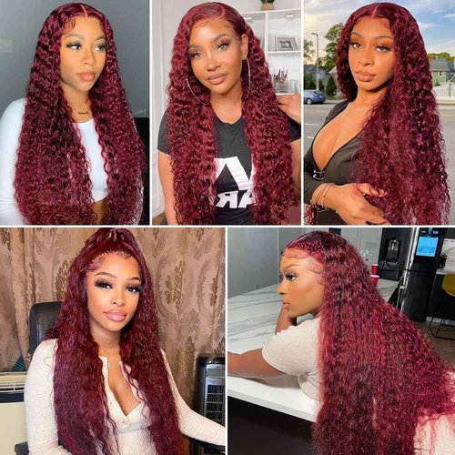 Giginger Bundles Human Hair Burgundy 99J Deep Wave Human Hair Bundles 24 26 28 inch Wine Red Unprocessed Quick Weave Soft Sewn In Hair Extensions for Black Women