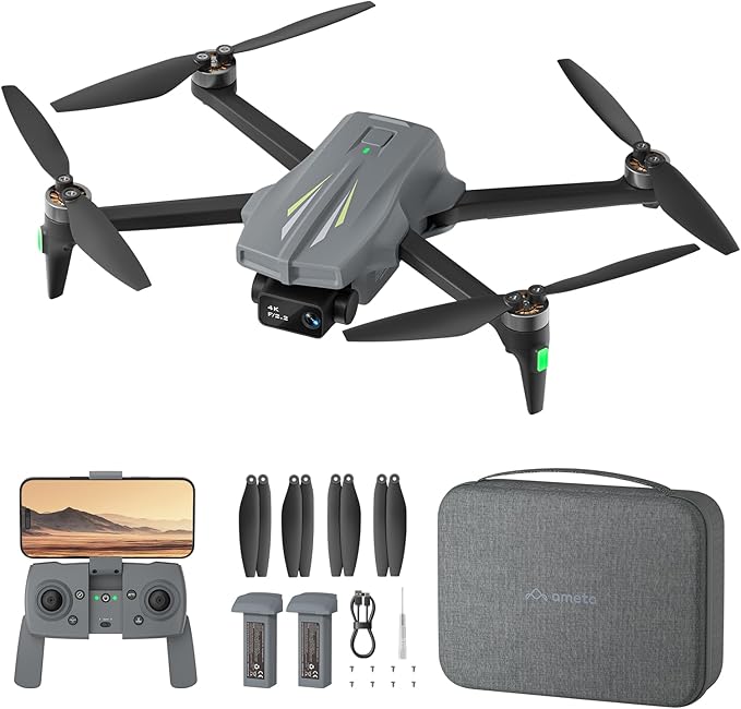 Ameta Drones with Camera for Adults 4k UHD, S20 GPS Drone for Kids and Beginners with Auto Return/50 Minutes/Brushless Motor/Altitude Hold/Beginner Mode, Cool Toys Gifts for Men Boys(Under 249g)