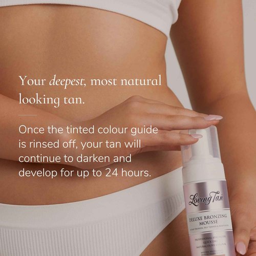 Loving Tan Deluxe Bronzing Mousse, Medium (2 Pack) + Deluxe Applicator Mitt - Streak Free, Natural looking, Professional Strength Sunless Tanner - Cruelty Free, Naturally Derived DHA - 4 FL Oz