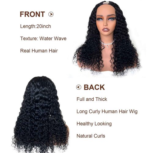 Wosama V Part Wig Human Hair curly Upgrade U Part Wig for Black Women Kinky curly Glueless Clip In Half Wig No Leave Out Wigs 180% Natural Color 22inch