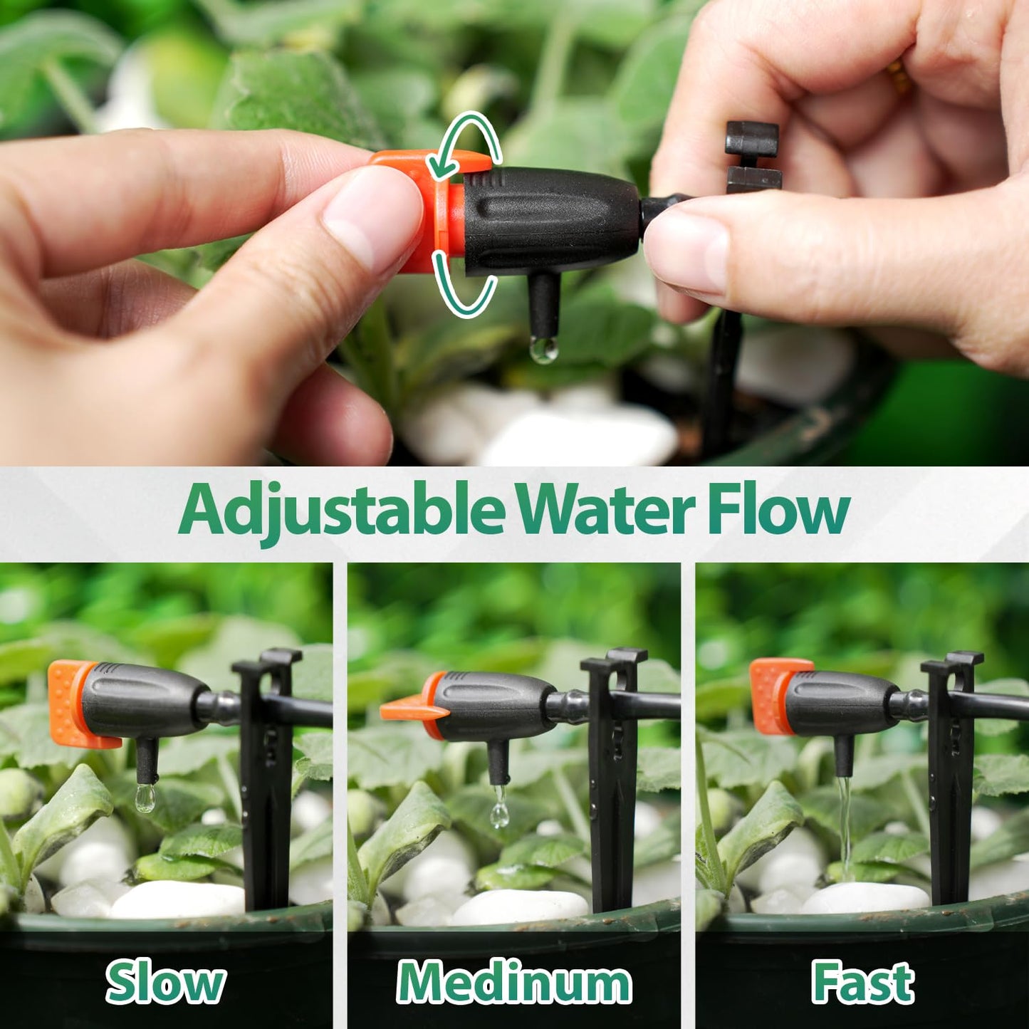 Drip Irrigation Inline Dripper for 1/4" Drip Irrigation Tubing, 35 Pieces Adjustable Drip Emitters Micro Drippers for Drip Irrigation Gardening System Maintain Constant Flow