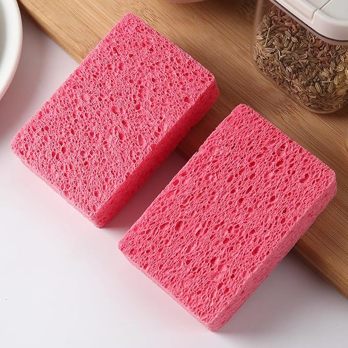 6 - Pack Non-Scratch Scrub Sponges - Sponges for Dishes and Washing Dishes, Cleaning Sponges for Kitchen Home Office, Magical 3D DIY Art and Craft Suppliers（Pink）
