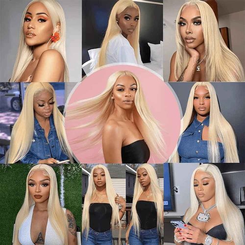 Fabimiya 26 28 30 Inch Bundles Human Hair Blonde 613# Straight Wave Human Hair Bundles Unprocessed Soft Sewn In Hair with Double Weft for Black Women