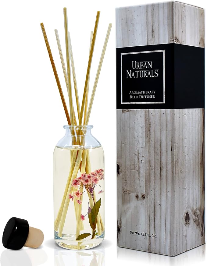 Urban Naturals Sweet Pea & Sandalwood Reed Diffuser Set | Made with Essential Oils & Real Botanicals | White Florals, Jasmine, Sweet Pea, Juicy Berries & Sandalwood | Made in the USA