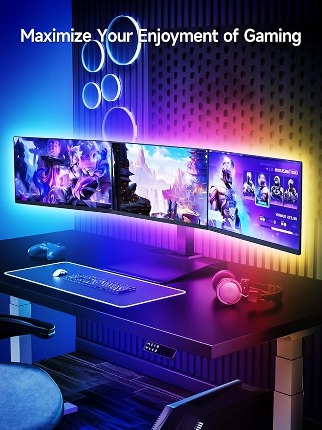 Tyute TV LED Lights, 18.0ft LED Lights for 40-75 Inch TV Behind Lighting, RGB Color Changing TV Backlight with APP & Remote Control, Music Sync USB LED Strip Light for Bedroom Gaming Room Decor