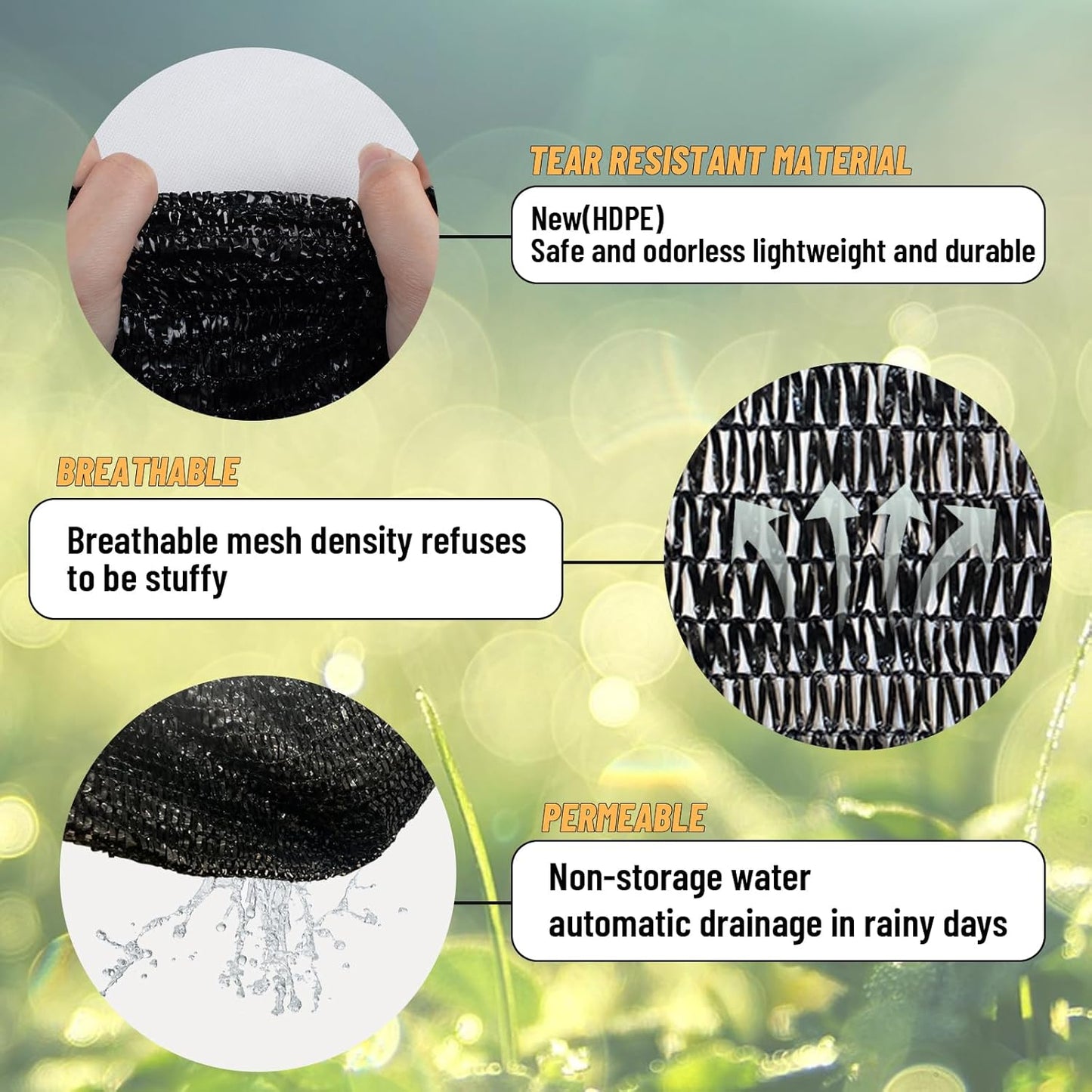 Cool Area 55% 6.5x6.5ft Sunblock Shade Cloth Cover Mesh UV Resistant Net for Garden Flower Plant Greenhouse, Black