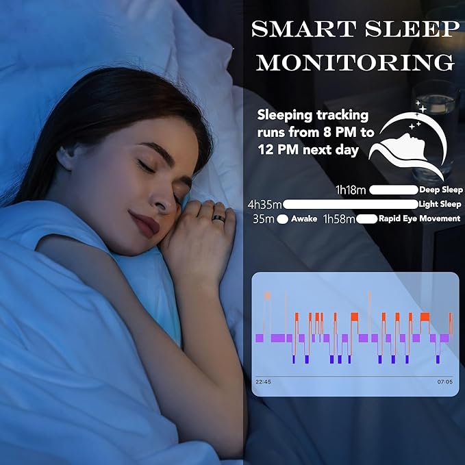 Smart Health Ring for Women Men Fitness Tracker with Heart Rate, Blood Oxygen, Blood Pressure, Sleep Monitoring, Step Counting, IP68 Waterproof for iOS and Android, No APP Fee, Gold 14