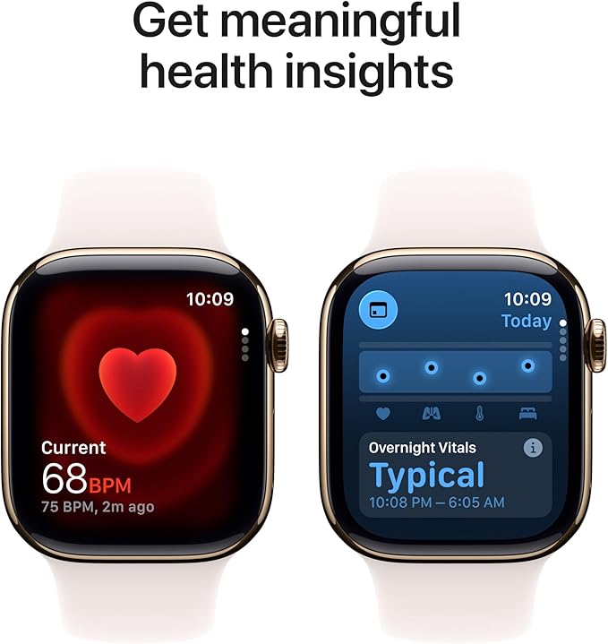 Apple Watch Series 11 [GPS + Cellular 42mm] Smartwatch with Gold Titanium Case with Light Blush Sport Band - S/M. Sleep Score, Fitness Tracker, Health Monitoring with AppleCare+ (2 Years)