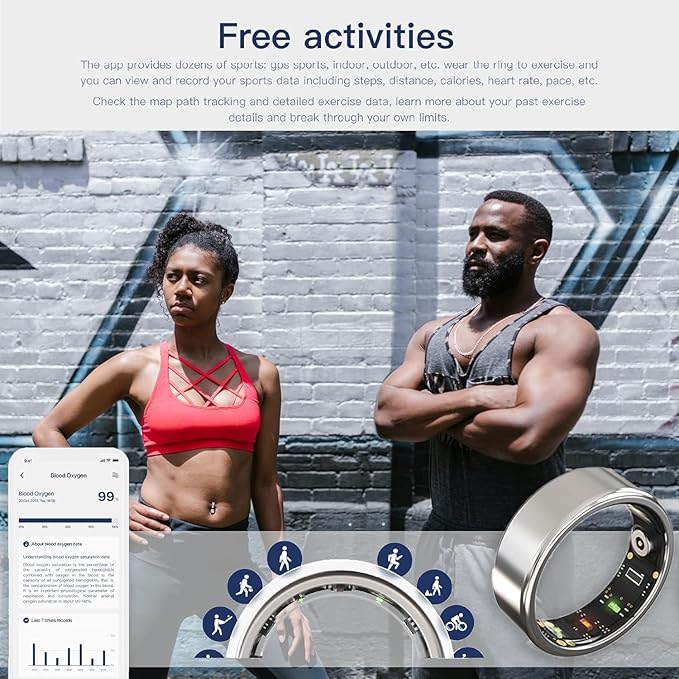 2026 Smart Ring for Women & Men Health Fitness Tracker for Daily Activity Workouts | Heart Rate Sleep Blood Oxygen Steps Cycle Monitoring Meditation | No Subscription Required (Black, #13)