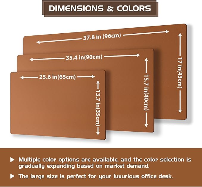 Aothia Double-Sided Desk Pad, Leather Desk Mat, Eco Cork Desk Pad Protector, Large Mouse Pad, Waterproof Desk Blotter Protector for Office/Home (25.6"x13.7", Brown)