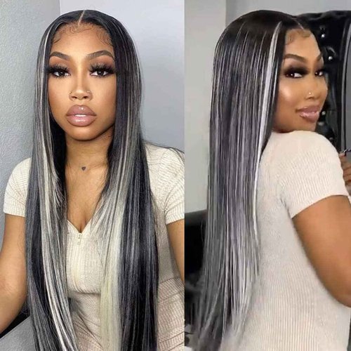 Habiliana Bundles Human Hair 24 26 28 Inch Straight P1B/GREY Human Hair Bundles 11A Unprocessed Brazilian Virgin Quick Weave Hair Extensions for Black Women