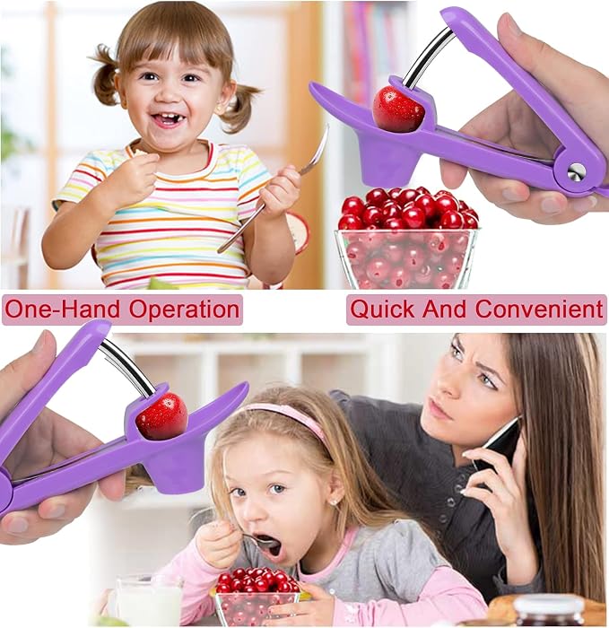 Cherry Pitter Tool Pit Remover, Cherry Core Remover Tool with Space-Saving Lock Design, Heavy-Duty Cherry Pit Remover for Kids / Making Cherry Jam