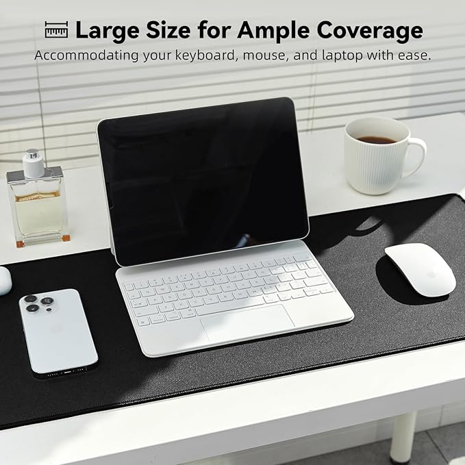 Reniteco Large Gaming Mouse Pad with Durable Stitched Edges, Non-Slip Rubber Base, Big Computer Keyboard Mouse Mat Desk Pad for Home Office Gaming Work, 11.81"x27.56"x0.08", Black