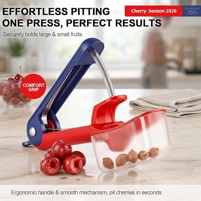 Cherry Pitter Cherries Pitter Tool For Cherry Season | 250th Independence Day Pattern,Stainless Steel Rod,Lock Design, Sorage Box,Dishwasher