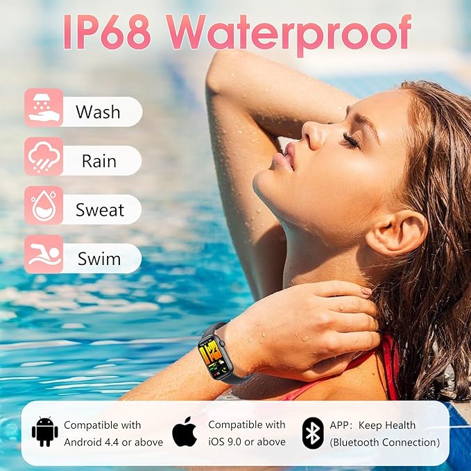 Fitness Tracker, Smart Watch with 24/7 Dynamic Heart Rate Blood Oxygen Monitoring Sleep Tracker Answer / Make Call 24 Sports Modes Pedometer IP68 Waterproof Step Calorie Counter for Women Men (Black)