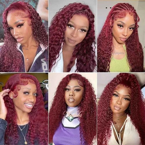 Condescension Human Hair Bundles Burgundy 99J Jerry Curly 22 24 26 Inch Bundles Human Hair 100% Unprocessed Burgundy Soft Sewn In Hair with Double Weft for Black Women