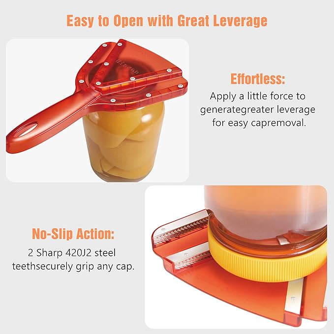 Uinxan Jar Opener for Weak Hands & Seniors with Arthritis - Handheld Manual | Effortlessly Opens Stubborn Screw Lids & Bottle Caps. 304 Stainless Steel. Durable. Patented Kitchen Gadget (Pink)