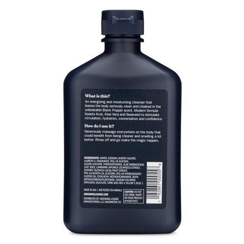 Grooming Lounge Our Best Smeller Body Wash - Moisturizing, Clarifying Travel Shower Scrub - Fresh, Classic, Suave Fragrance of Acai, Aloe Vera, Seaweed, and Black Pepper - Dry Skin Defense - 3 pack