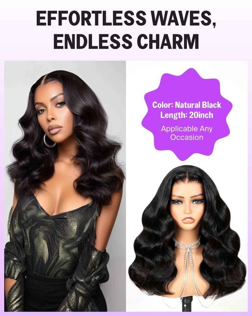 Megalook hair Wear and Go Glueless Wigs Human Hair Pre Plucked Pre Cut 6x6 HD Lace Closure Wigs Human Hair Body Wave Lace Front Wig Pre Bleached Knots Glueless Wig 20 Inch
