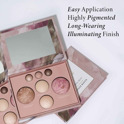 LAURA GELLER NEW YORK Baked Starter Kit: Baked Balance-n-Brighten Powder Foundation, Fair and Best of the Best Palette Blush Bronzer Highlighter Eyeshadow and Retractable Kabuki Brush
