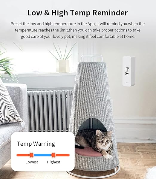 4-Pack WiFi Temperature Humidity Sensor: Indoor Thermometer Hygrometer with App Alert, Free Data Storage Export, Smart Temperature Humidity Monitor for Home Pet Greenhouse, Compatible with Alexa