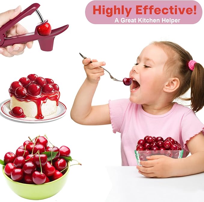 Cherry Pitter Olive Pitter Tool, Cherry Pitter Remover, Fruit Pit Core Remover with Space-Saving Lock Design for Make Fresh Cherry Dishes, Cherry Pie and Jam and Cocktail Cherries