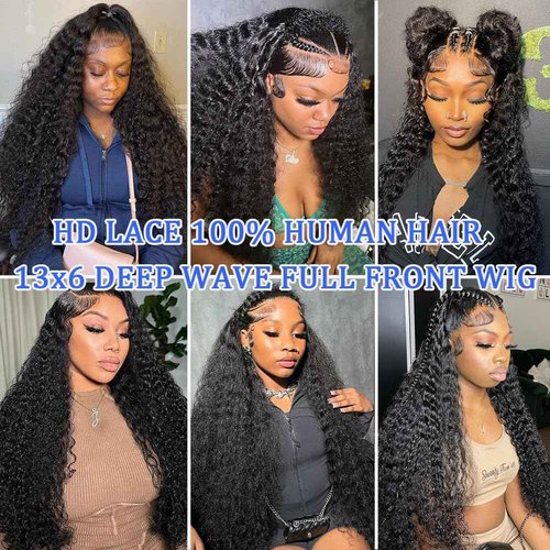 Simeider 13x6 Deep Wave Lace Front Wigs Human Hair 18 Inch HD Transparent Lace Frontal Wigs Human Hair Deep Wave Wigs For Women 200 Density Deep Curly Wigs Pre Plucked With Baby Hair