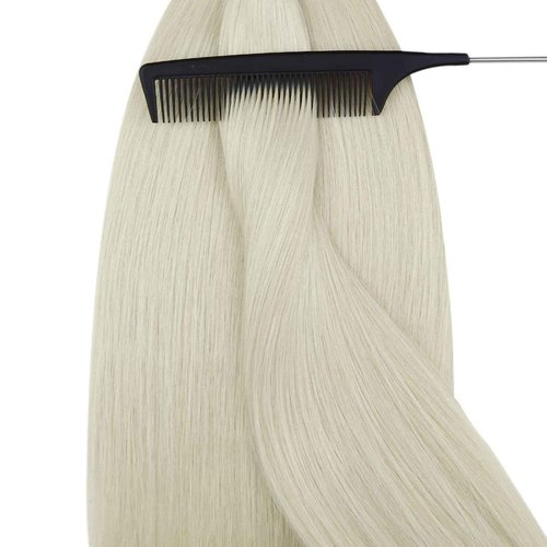 YoungSee Nano Bead Hair Extensions Human Hair Blonde Platinum 20 Inch Nano Ring Hair Extensions White Blonde Remy Hair Nano Tip Extensions Real Human Hair for Natural Look 50G