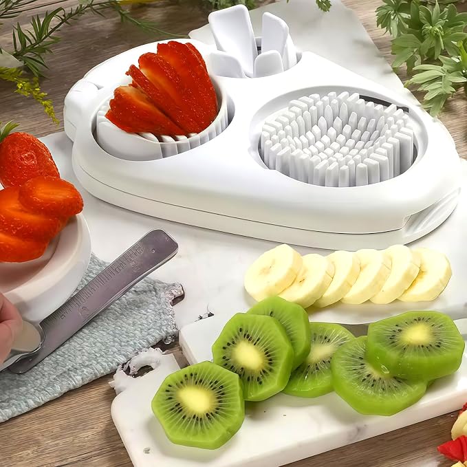 3 in 1 Egg Slicer, Stainless Steel Multipurpose Egg Cutter, Multi-function Kitchen Chopper Tool for Strawberry, Mushroom, Grape, Cherry Tomato, Easy to Clean Kitchen Cutter