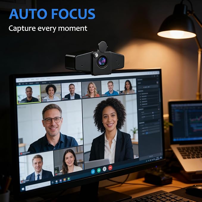 POHO 4K Webcam for PC, Ultra HD Computer Camera with PDAF Autofocus, Aluminum Material, Auto Light Correction,70° FOV, Web Camera with Microphone,Privacy Cover, for Streaming, Conference, Zoom