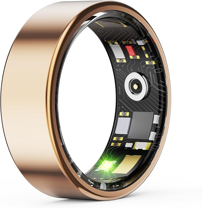 Smart Health Ring, Fitness Tracker with Heart Rate, Blood Oxygen, Blood Pressure, Sleep & Step Monitoring, Waterproof, Compatible with iOS & Android, No Subscription Required (Rose Gold, 11)