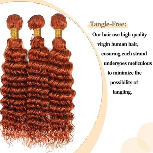 Habiliana Bundles Human Hair 26 28 30 Inch Deep Wave Orange Ginger Bundles 11A Unprocessed Brazilian Virgin Quick Weave Hair Extensions for Black Women
